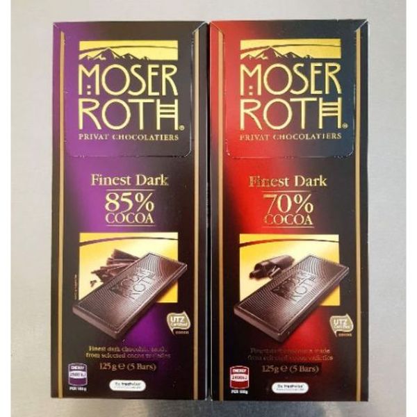 Chocolate Dark Moser Roth 125g Đức Socola đắng Nguyên Chất Không Ngọt