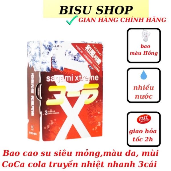 Bao cao su Sagami Cola siêu mỏng co dãn truyền nhiệt màu da mùi Coca