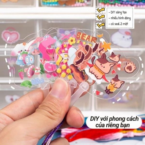 móc khóa quạt bằng nhựa mica trong làm decor DIY (không gồm sticker ...