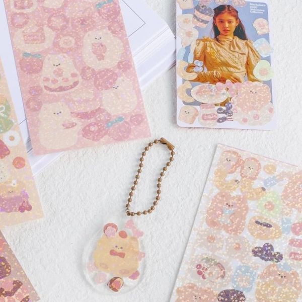 sticker hình dán gấu bánh ngọt bling lấp lánh chủ đề gấu thỏ dễ thương ...