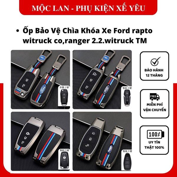 (12 loại khoá) Ốp Bảo Vệ Chìa Khóa Ford Ranger XLS, XLT (2019-2021 ...