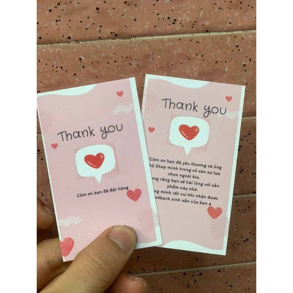 Card Cám Ơn, Card Thank You, Thiệp Cảm Ơn mẫu trái tim thiệp đứng- Size ...
