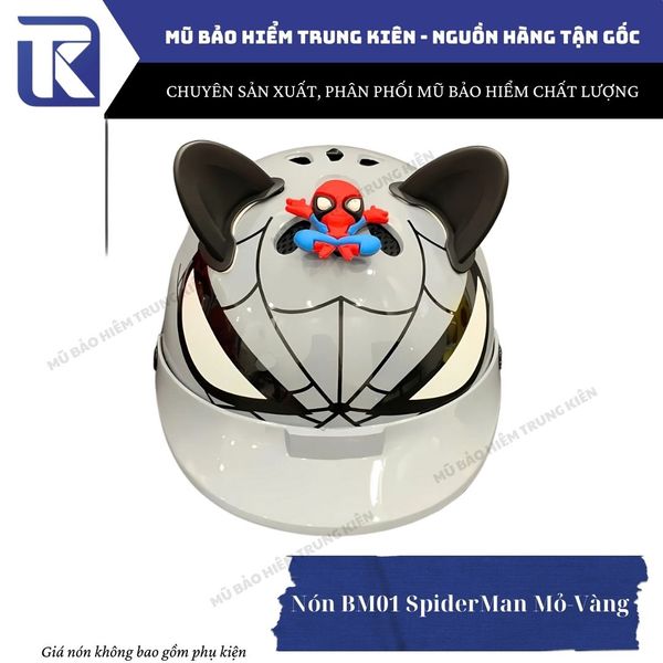 Mũ bảo hiểm cho bé hình siêu nhân Spiderman XÁM gắn sticker 3D đạt ...